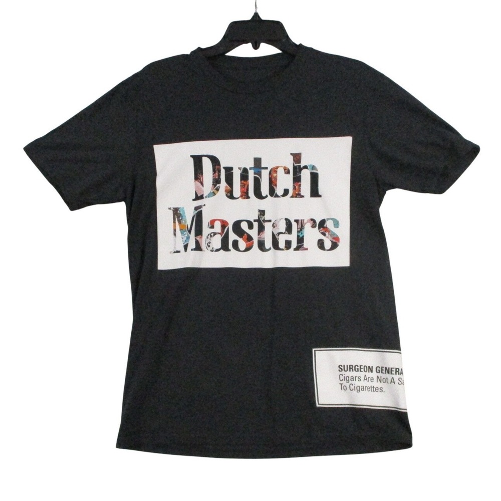 Dutch Masters Burn Slow Graphic T-Shirt Mens Black Short Sleeve‎ Cigar Promo Tee